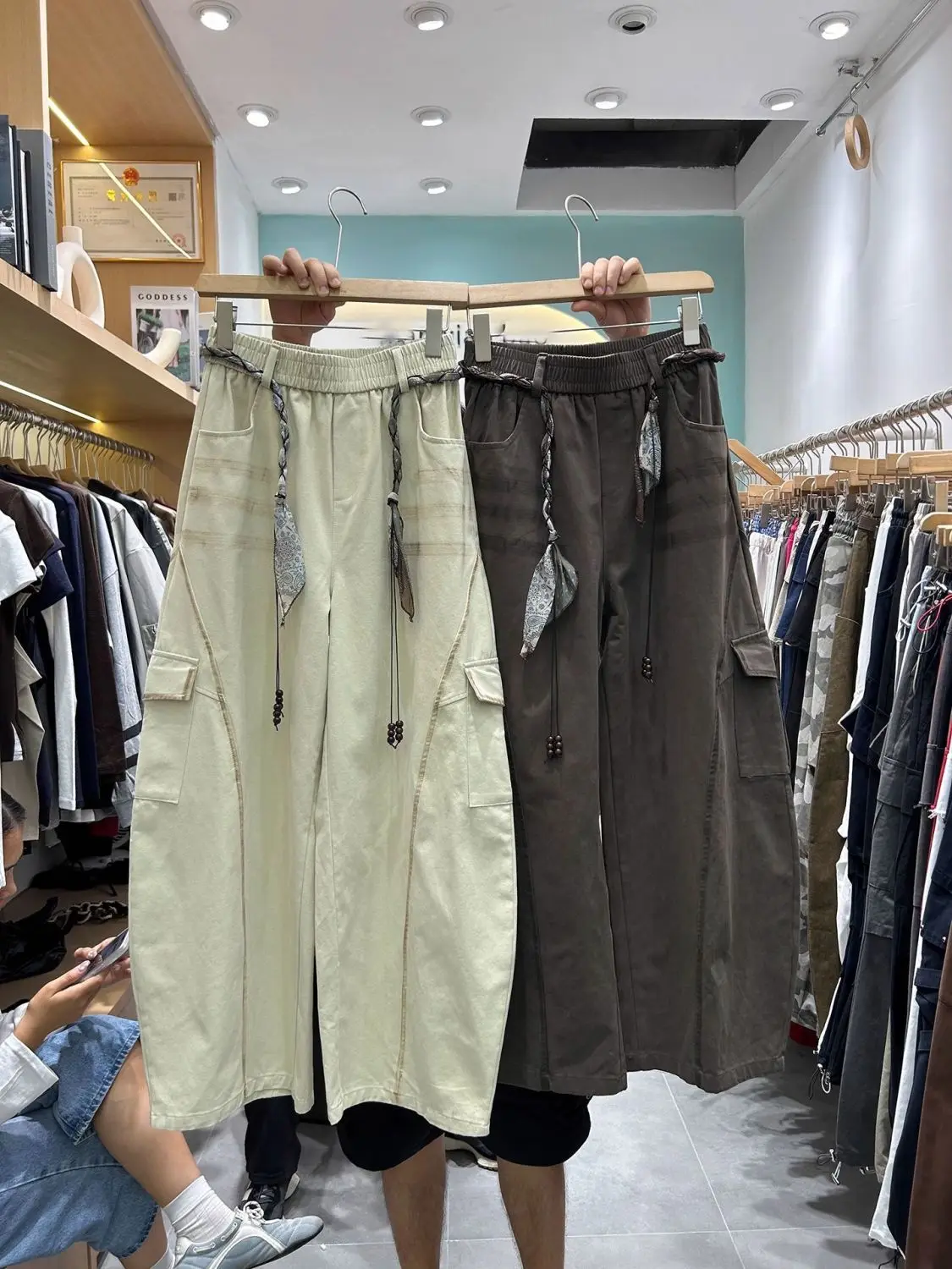 

High Waist Spray Painted Knife Casual Wide Leg Pants for Women Autumn Season Faionable Loose Fit Commute Ready