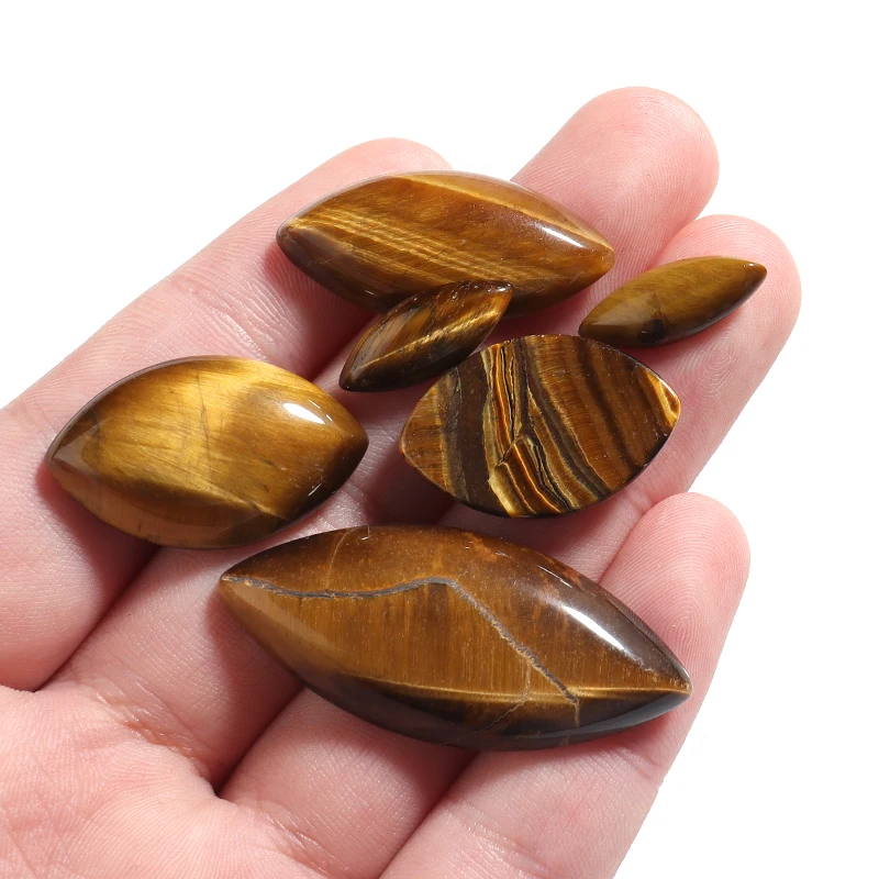 Multiple Sizes Tiger Eye Natural Stone Beads Marquise Cabochon For Ring Garment Flatback Spacers Jewelry Making Supplies