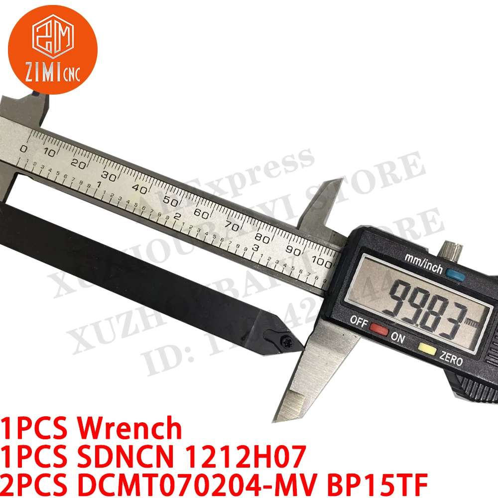 1PCS SDNCN 1212H07 turning tool holder + 2PCS DCMT070204-MV BP205 Carbide Inserts CNC tools metal lathe mechanical cutting tools