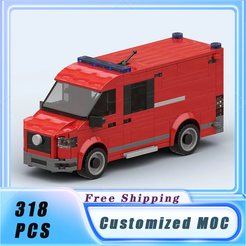 MOC Building Blocks Fire Hazmat Van Classical City Vehicle Model Bricks Sets Assemble Display Children's Toys Gifts