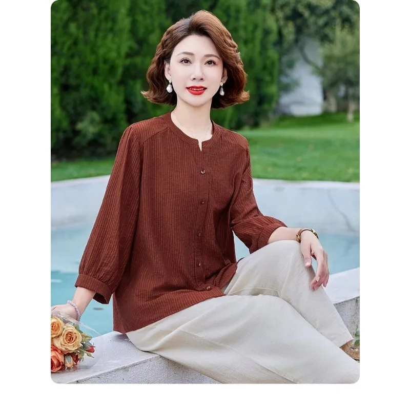 

Модные женские рубашки, однотонный кардиган с круглым вырезом и пуговицами, элегантная свободная рубашка, повседневные топы