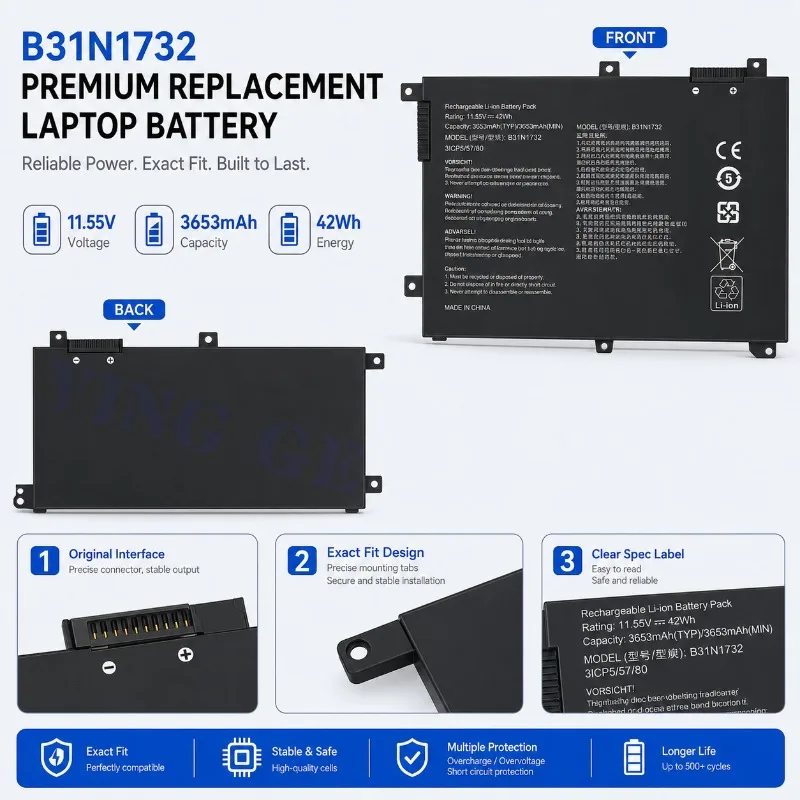 For ASUS B31N1732 Laptop Battery Replacement for S4300F S4300U X430F VX60G VivoBook S14 Notebook Computer Battery