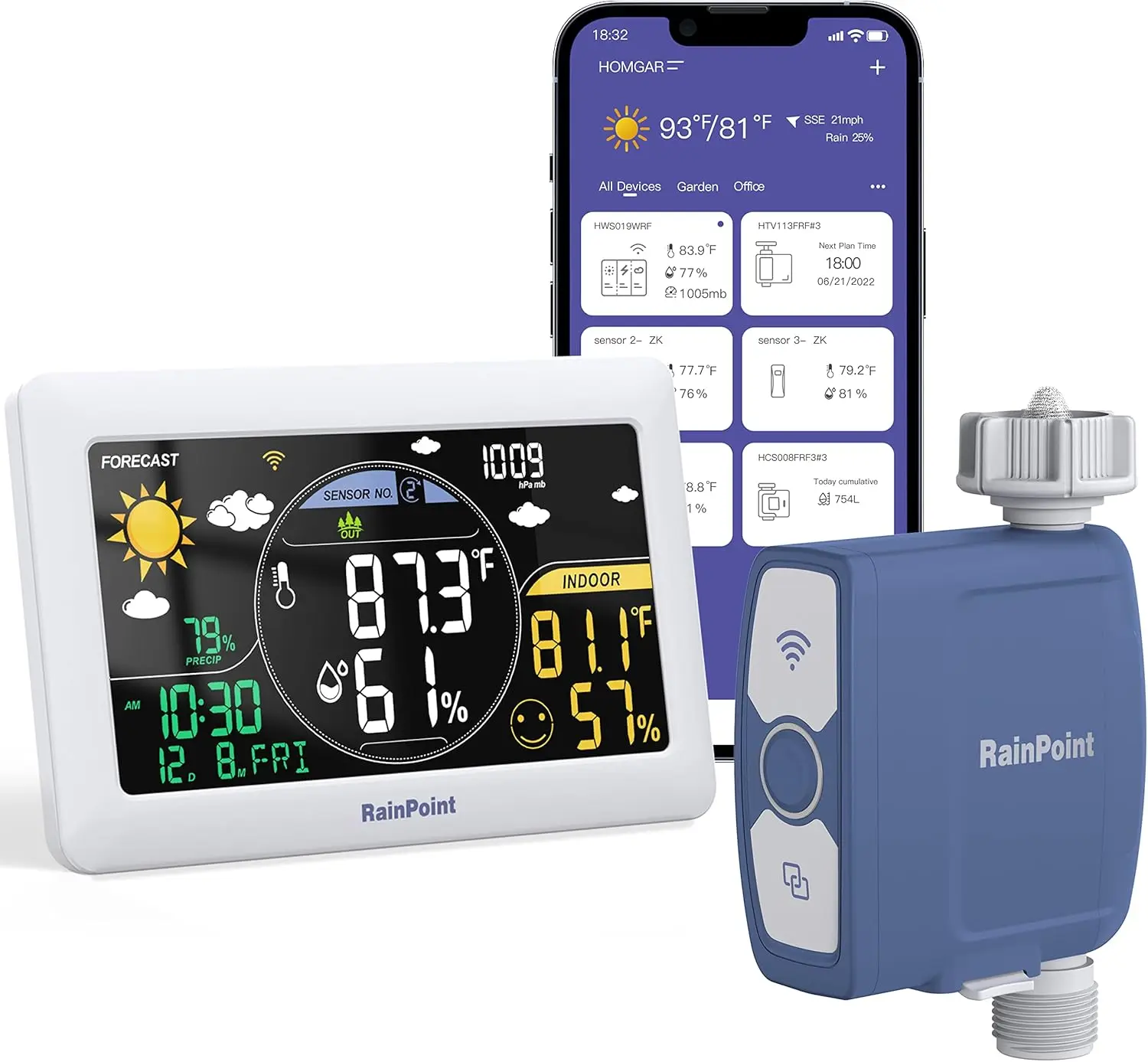 

Smart WiFi Water Timer with Soil Moisture & Weather-Based Garden Irrigation