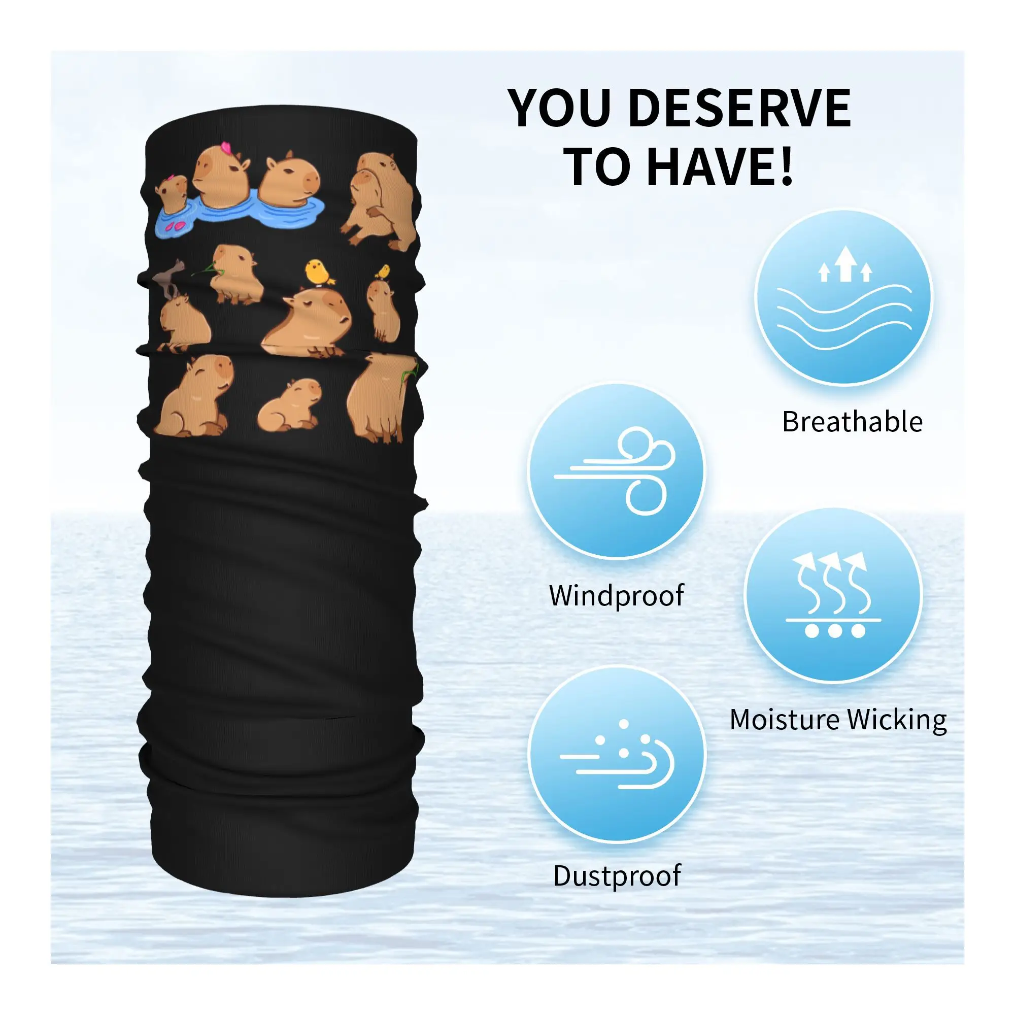 كابيبارا نمط باندانا غطاء الرقبة قناع مطبوع وشاح دافئ بالاكلافا الجري للرجال النساء الكبار قابل للغسل