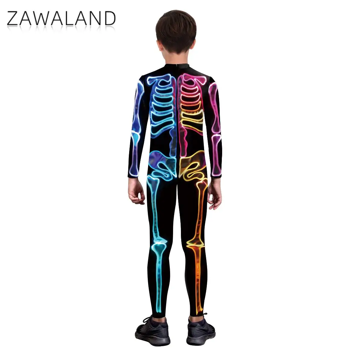 ZAWALAND Zentai trajes para niños y mujeres, mono de esqueleto para Halloween, disfraz de fiesta de carnaval, ropa para padres e hijos, monos