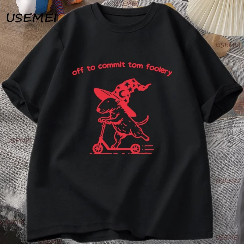 Funny Foolery Bull Terrier T-shirt Men Women Weirdcore Graphic T Shirts Casual Cotton Short Sleeve Round Neck Man Clothes