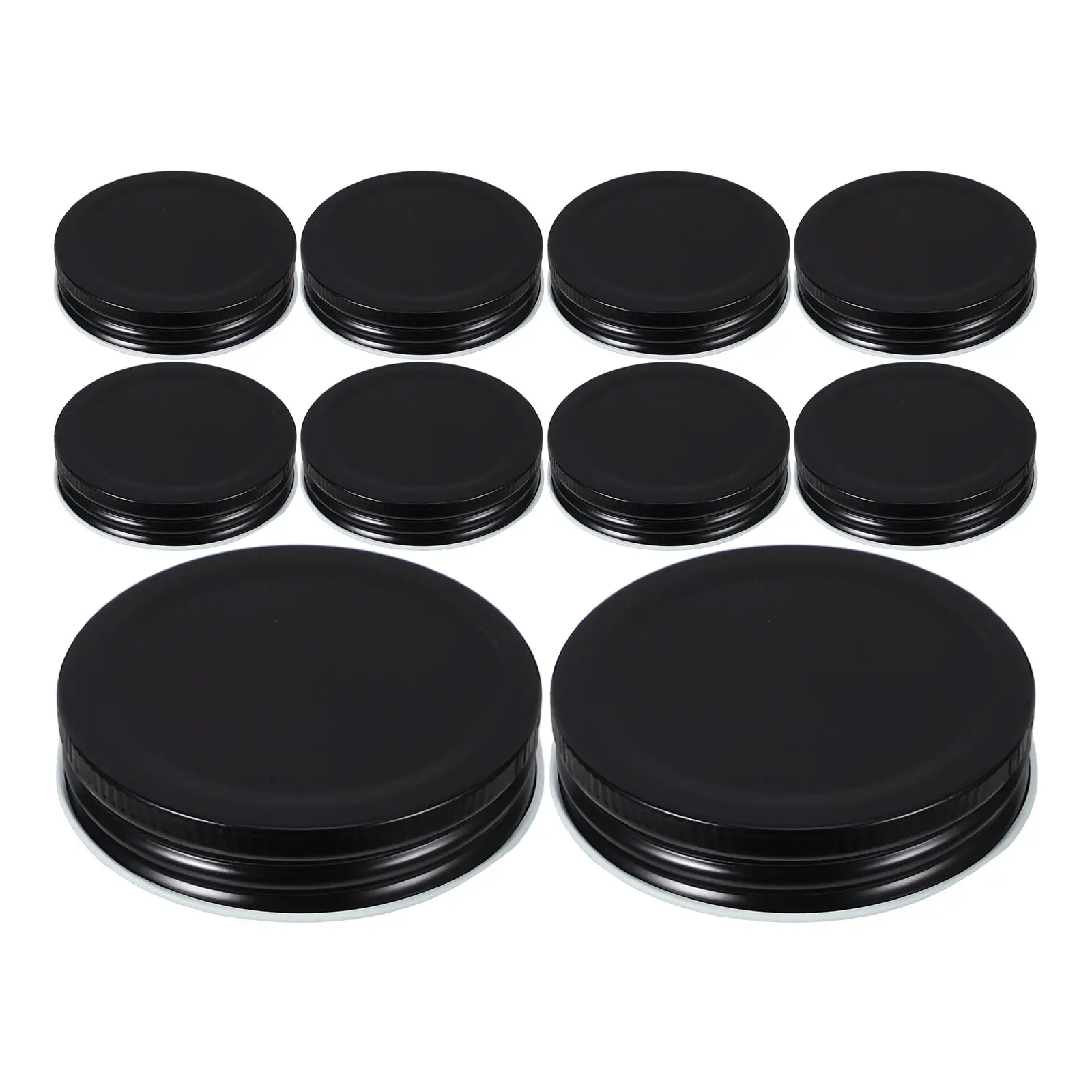 

6pcs Black Tinplate Mason Jar Lids 70mm Wide Mouth Storage Solid Caps Sealing Bottles Protective Covers Travel Leakproof