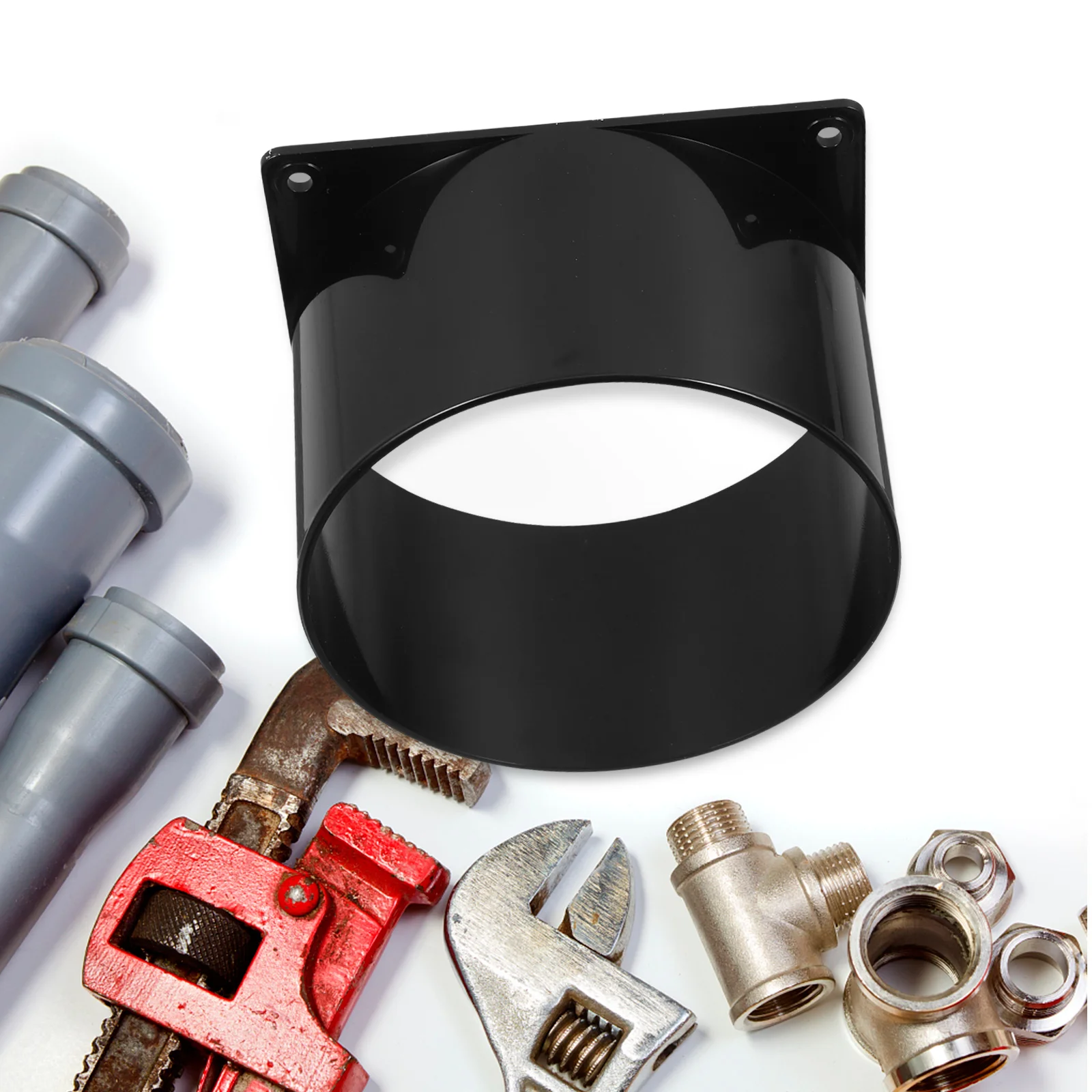 Fresh Air System Connection Port Pipes Plastic Outlet Adaptor Dust Collection Black Abs Duct Connector Square Flange