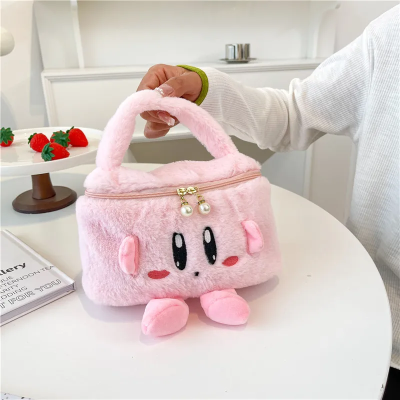 Kawaii  Kirby Cartoon Anime Plush Bag Cute Handbag Cosmetics Bag Sundries Storage Case Girl Gift