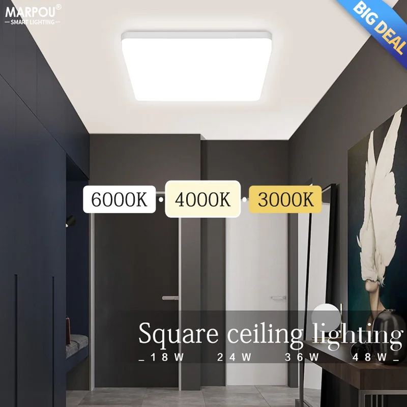 

LED Square Ceiling Light Natural Light Chandelier Modern Home Decor 18W 24W 36W 48W Bedroom Living Room Kitchen Indoor Fixtures