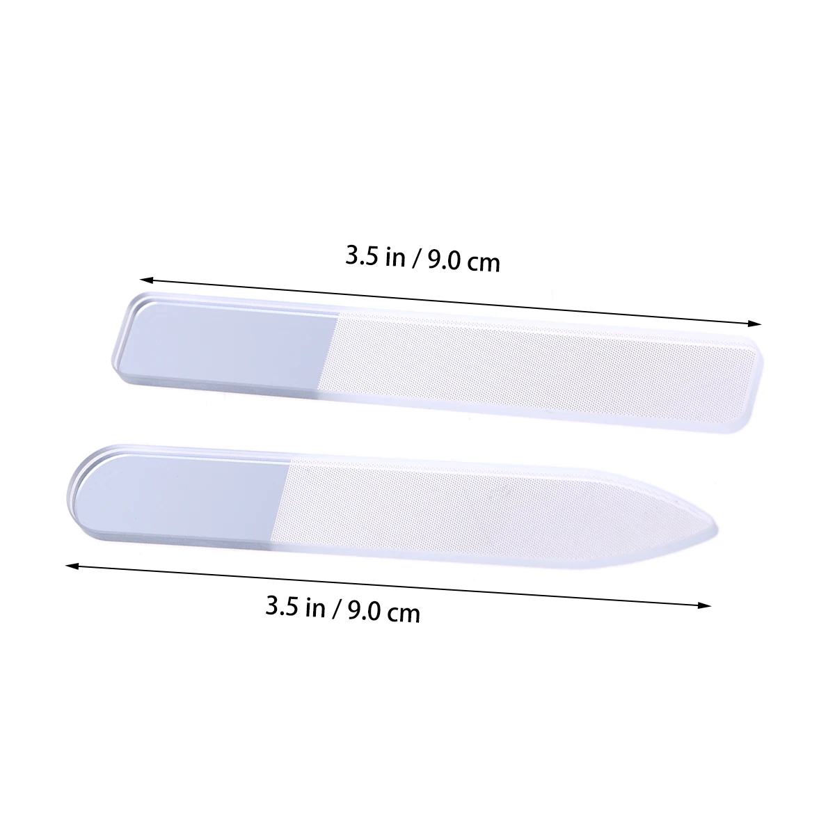 

2pcs Professional Crystal Nail File Glass Double Sided Board Nail Polish Tool (Short Pointed End with Mirror + Short Flat