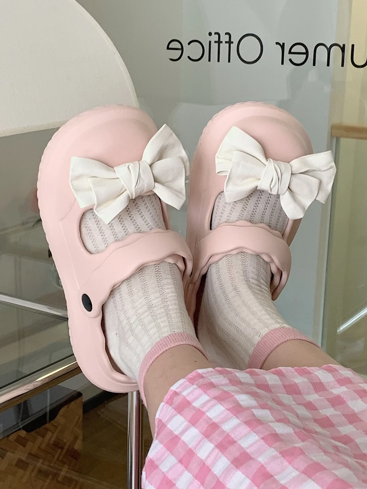 

Летние сандалии Fairy с Т-образным узлом, женские нескользящие мягкие универсальные милые тапочки с чехлом на голову