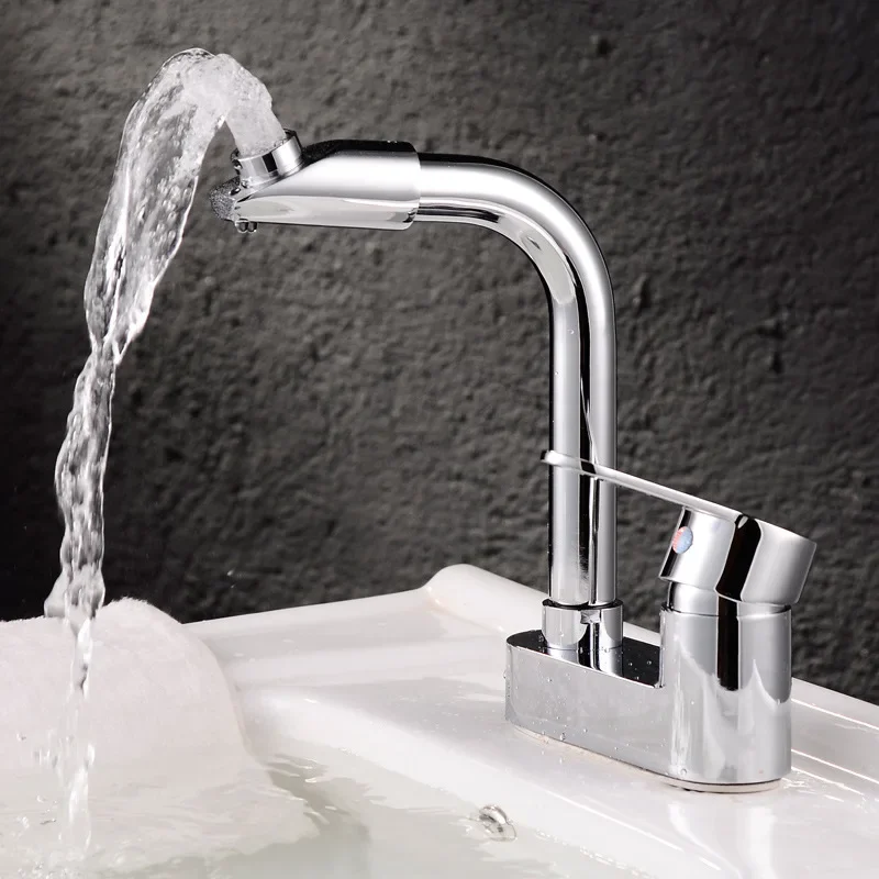 

Double-hole Basin Faucets Toilet Countertop Mixer Faucet Hot and Cold Water Tap Household Chrome Bathroom Faucet Deck Mounted