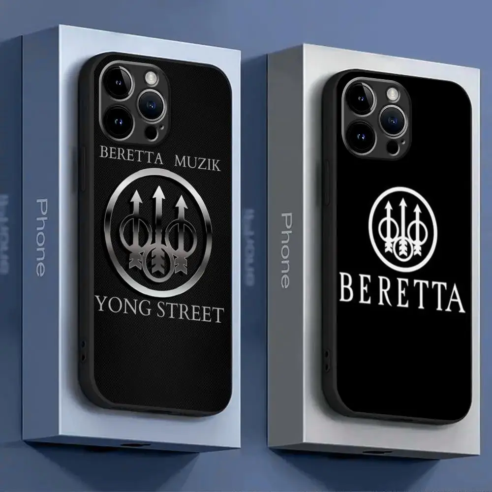 Beretta usa Phone Case For iPhone 16 15 14 13 12 11 X XR XS 8 Plus Mini Pro Max Soft black Shockproof Cover