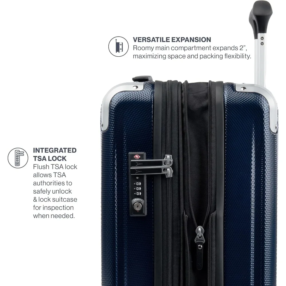 Lightweight Expandable Hardshell Spinner Luggage, 8 Wheels, 21 Inch Carry-On Suitcase, Royal Blue