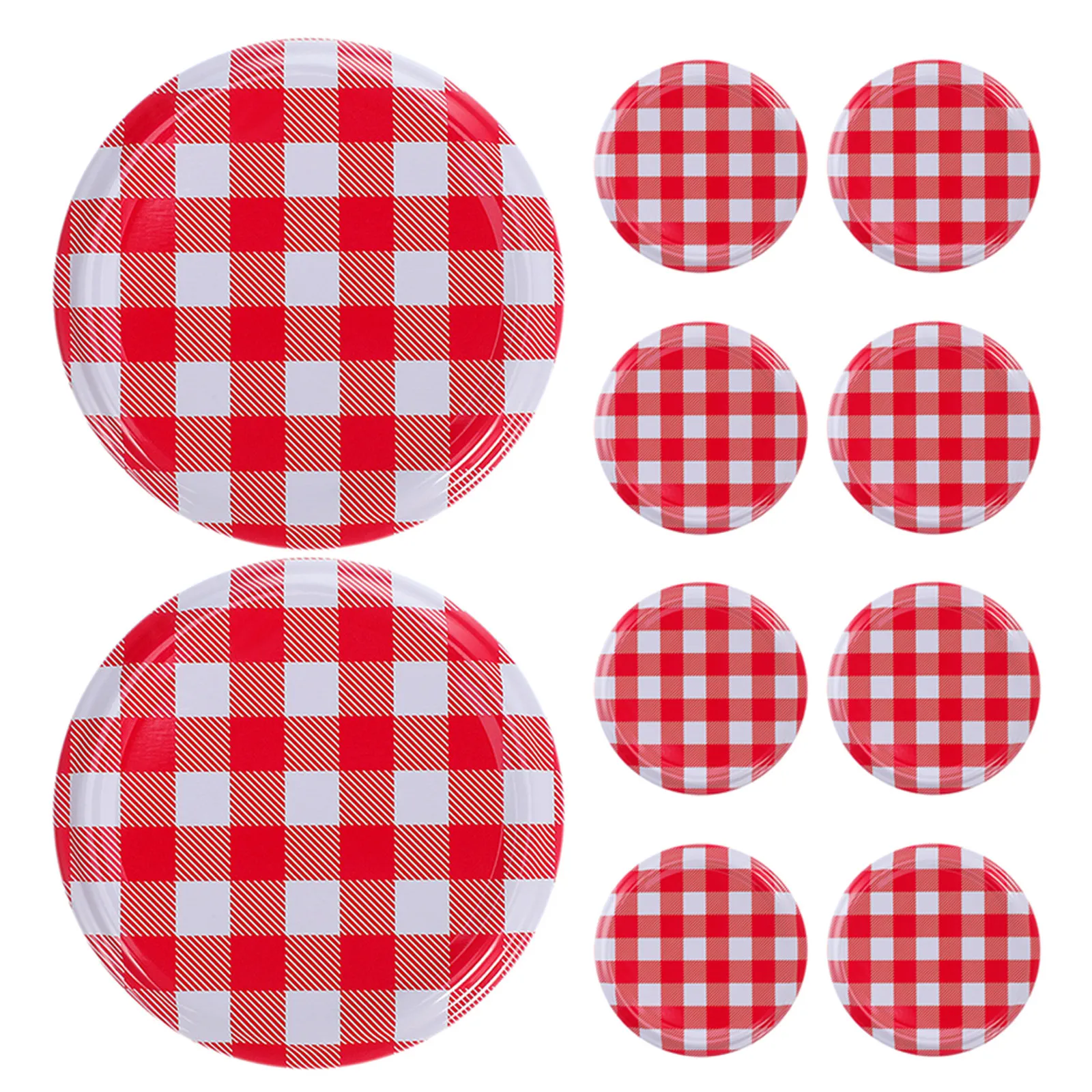 30Pcs Iron Jar Lids Regular Mouth 58Mm Red White Checked Screw Caps Jam Jars Food Storage Canning Jar Lids