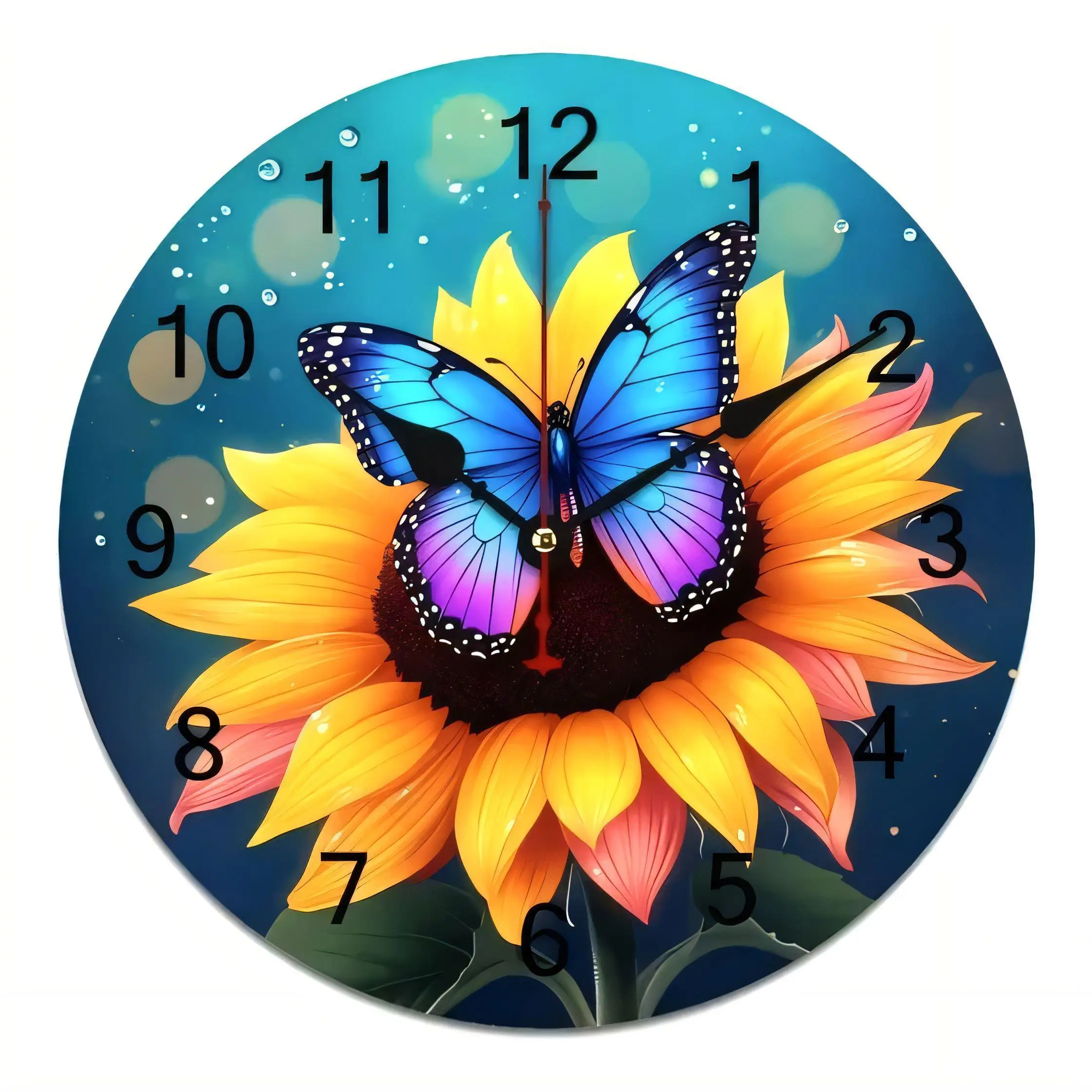 Colorful Sunflower Wall Clock  Silent Non Ticking Battery Operated Decorative Home Art for Living Room Kitchen