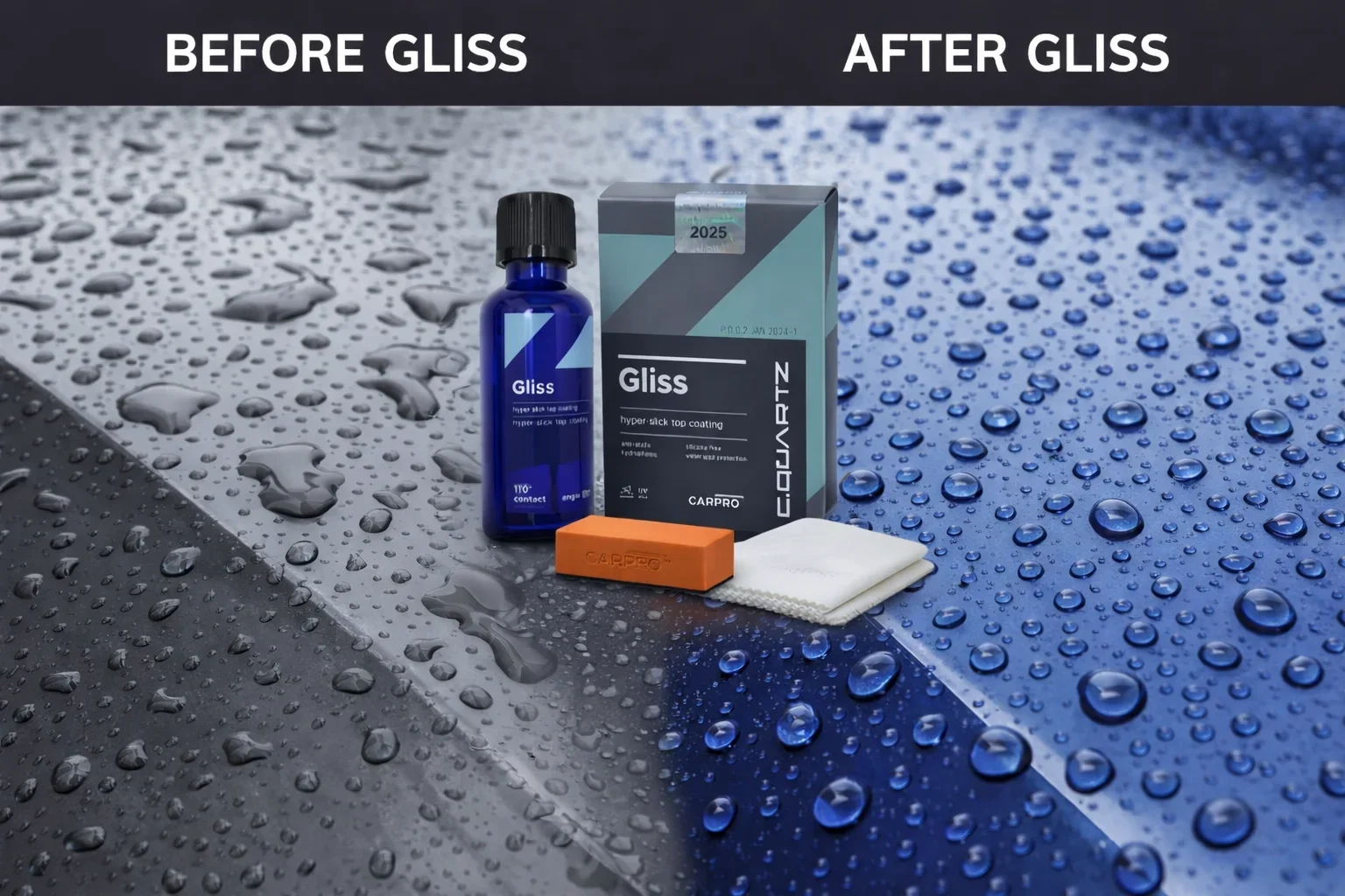 CARPRO Gliss 50ml Kit Ceramic Coating for Car Hyper Smooth Hydrophobic Nano Top-Coat with Microfiber Applicators Repels Oil,Dirt