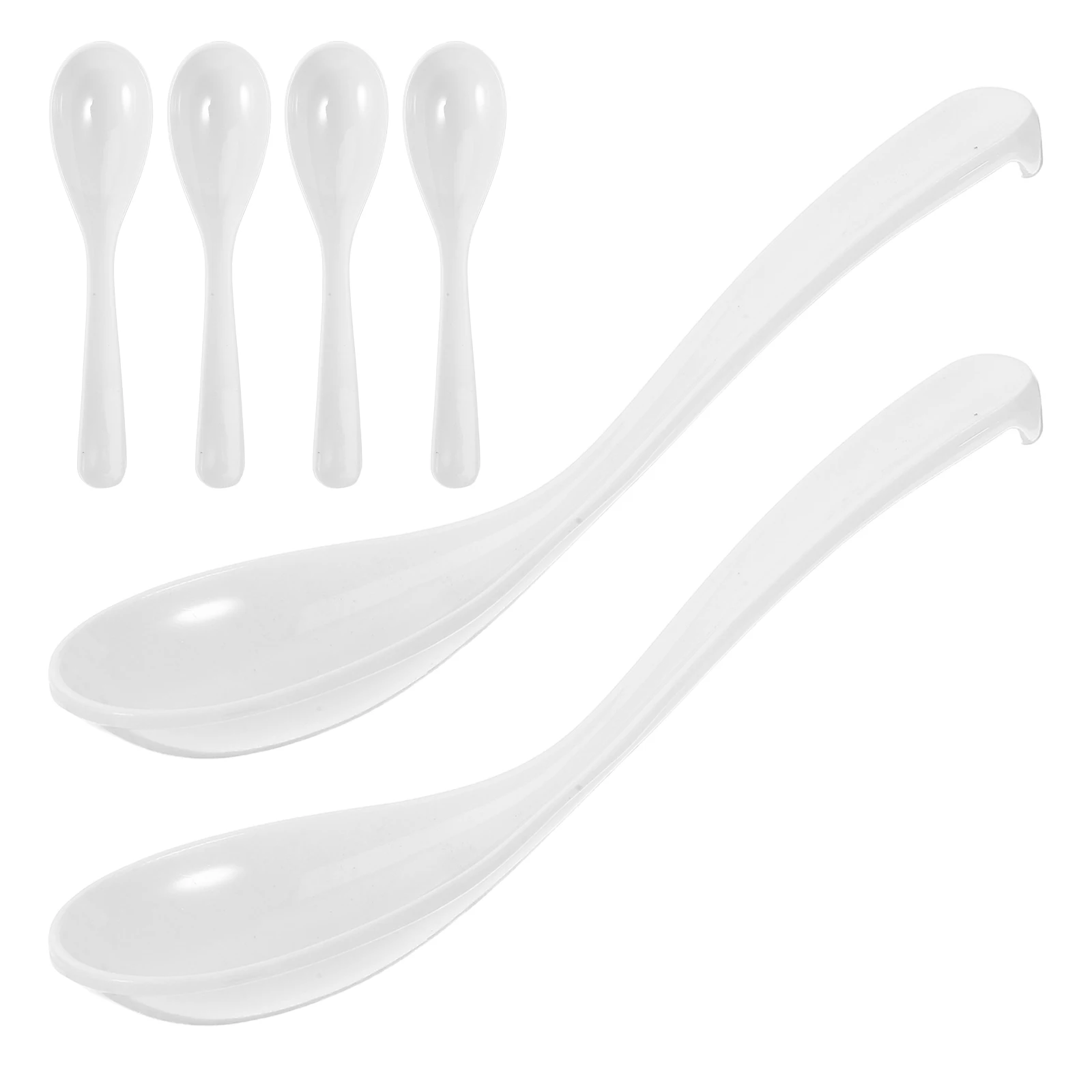 

4pcs Commercial Melamine Soup Spoons Heat Resistant White Dinner Ladles Catering Restaurant Kitchen Bar Utensils