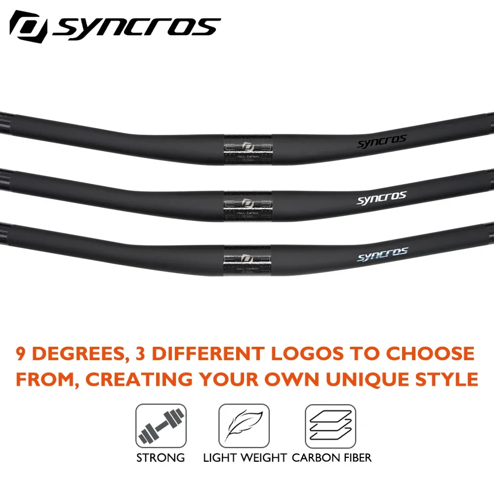 SYNCORS 9Drgree Matte 31.8mm Clamp,640-780mm Width,181g Ultralight,For MTB Cycling Bike Accessories,3 Different Logos