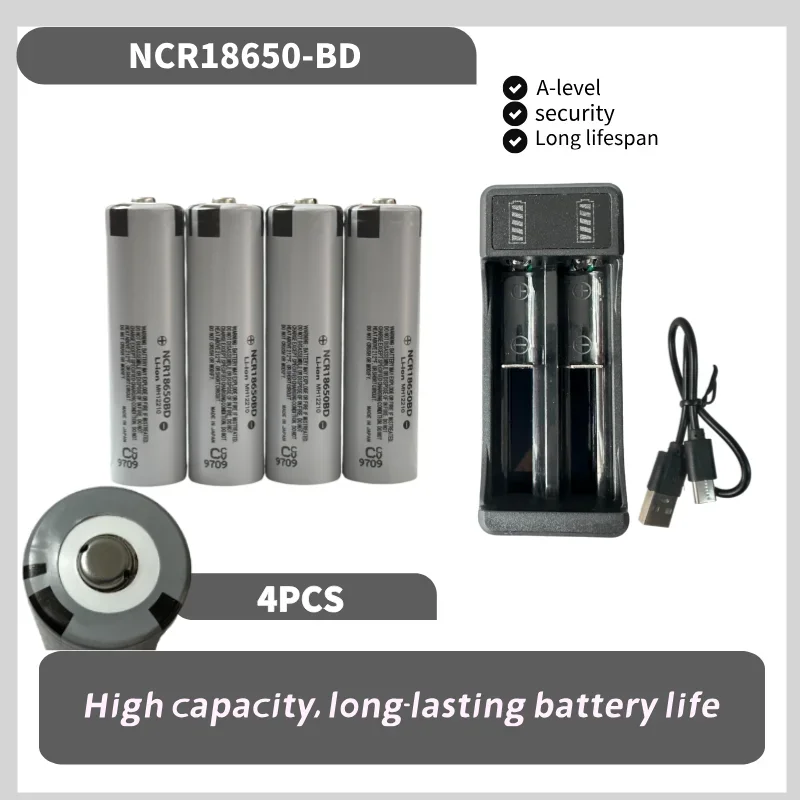 

Original NCR18650BD 3500mAh 18650 Batteries Pointed Battery 3.7v Lithium Rechargeable Battery 20A Discharge for Flashlight