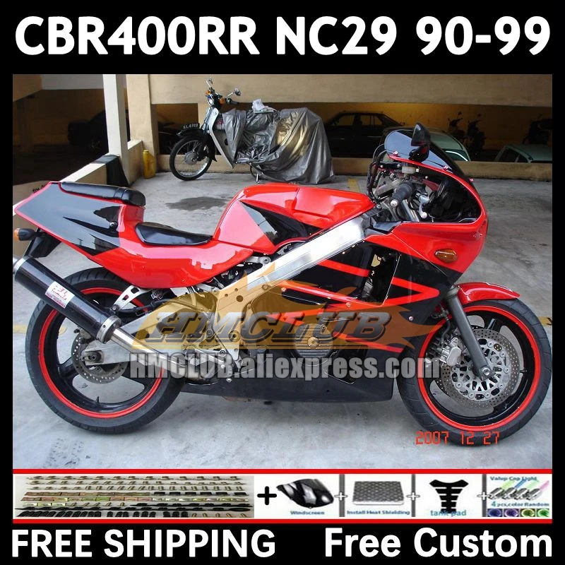 

OEM-корпус для HONDA CBR400 CBR 400 RR 400RR 1990 1991 1992 1993 1994 красный черный 105No.71 CBR400RR NC29 95 96 97 98 99 Обтекатель