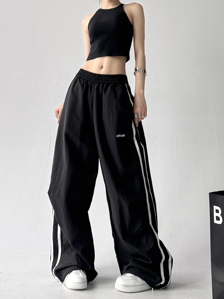 العصرية عالية الخصر بنطال ذو قصة أرجل واسعة المرأة Spor Sle Dstring الكاحل طول الطابق طول ملابس العمل بنطلون الربيع الصيف #2