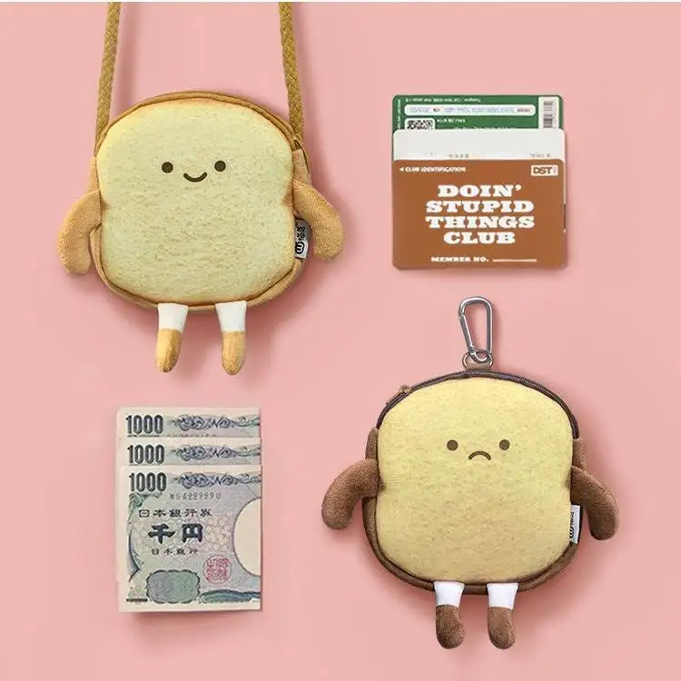 Creative Toast Bread Coin Purse Casual Crossbody Student Girl Heart European Sle Cartoon Print Small Leisure Tote Bag