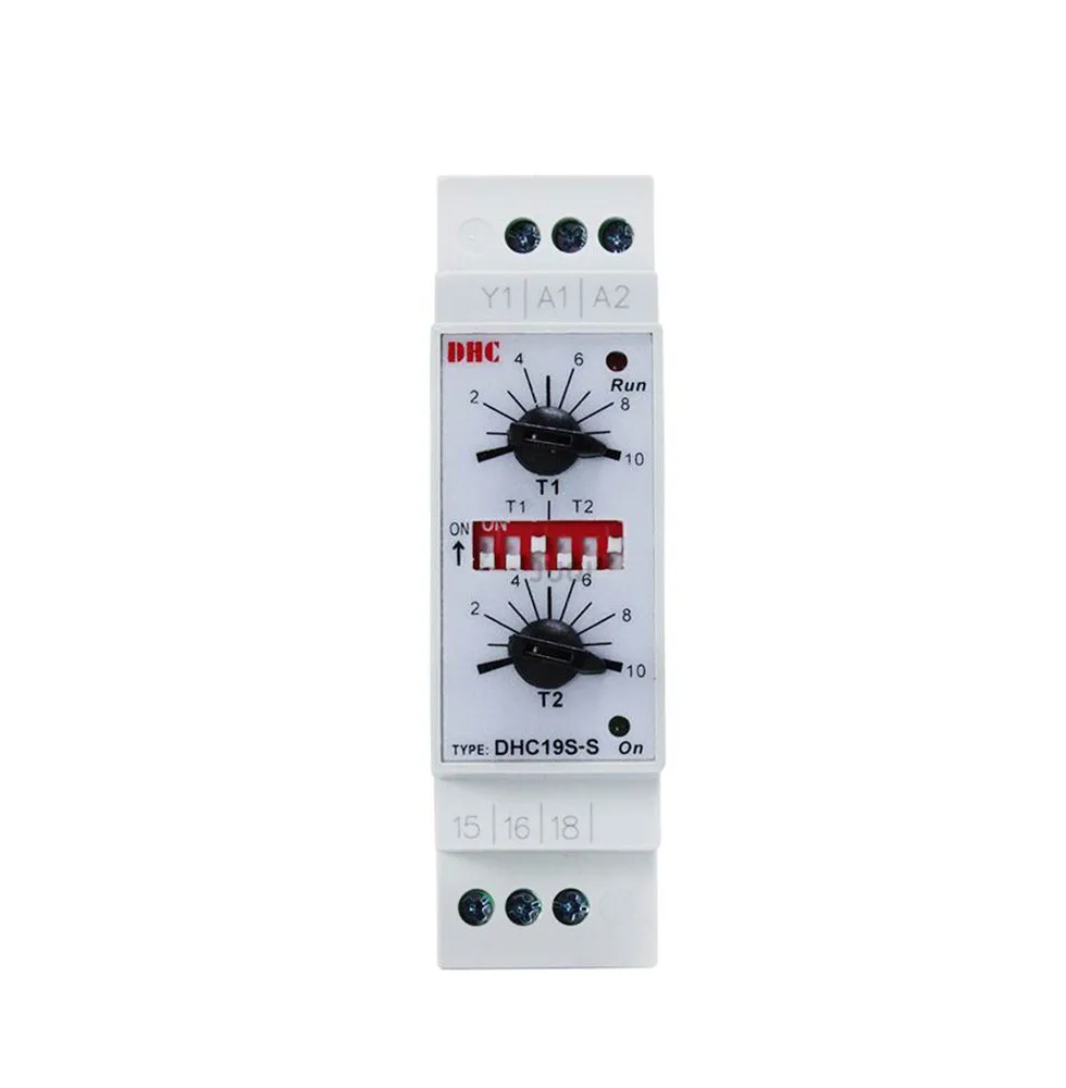 Time relay DHC19S-S dual time cycle time delay relay DIN rail mounted infinite cycle timing AC/DC24-240V Input Timer