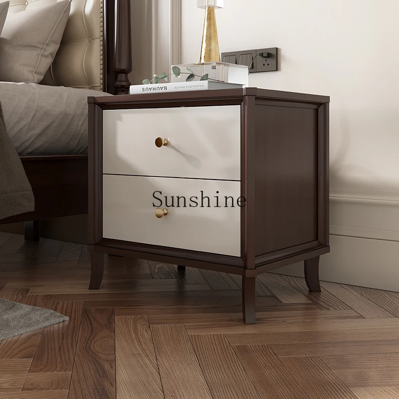 

American light luxury solid wood modern simple storage bedside cabinet