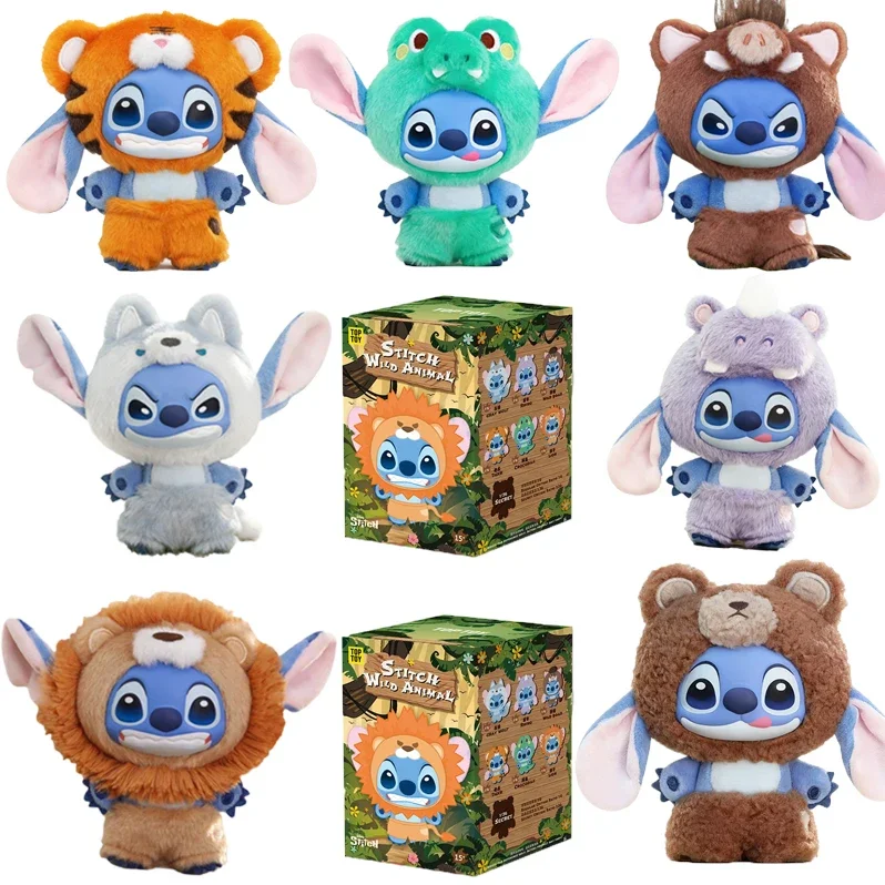 

XoDisney Stitch Wild Animal Series Плюшевая виниловая игрушка Слепая коробка Милая кукла Реплика Таинственный подарок Новый год Праздничный декор Сумка Подвеска