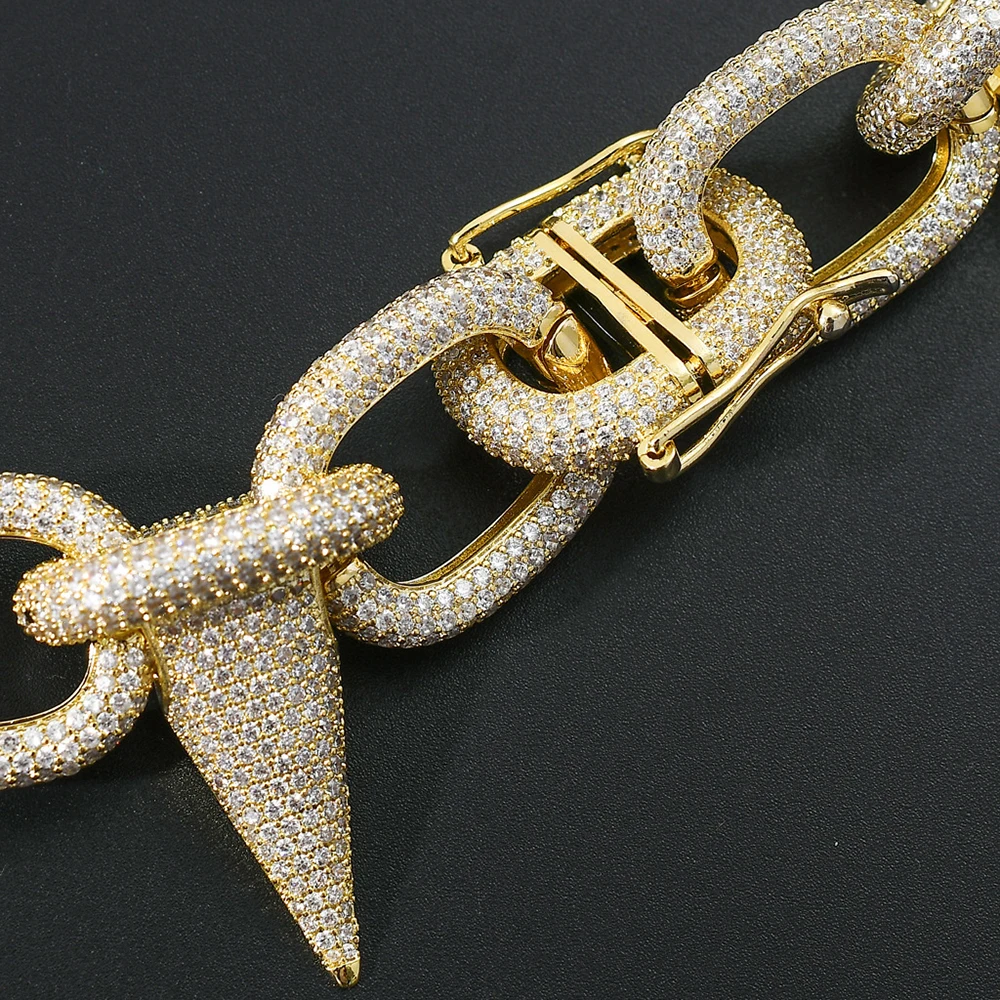 31mm Big Thorn Chain Iced Out Cuban Link Chain Necklace Bling AAA Zircon Stone Hip Hop Necklace For Men Women Choker Free Ship