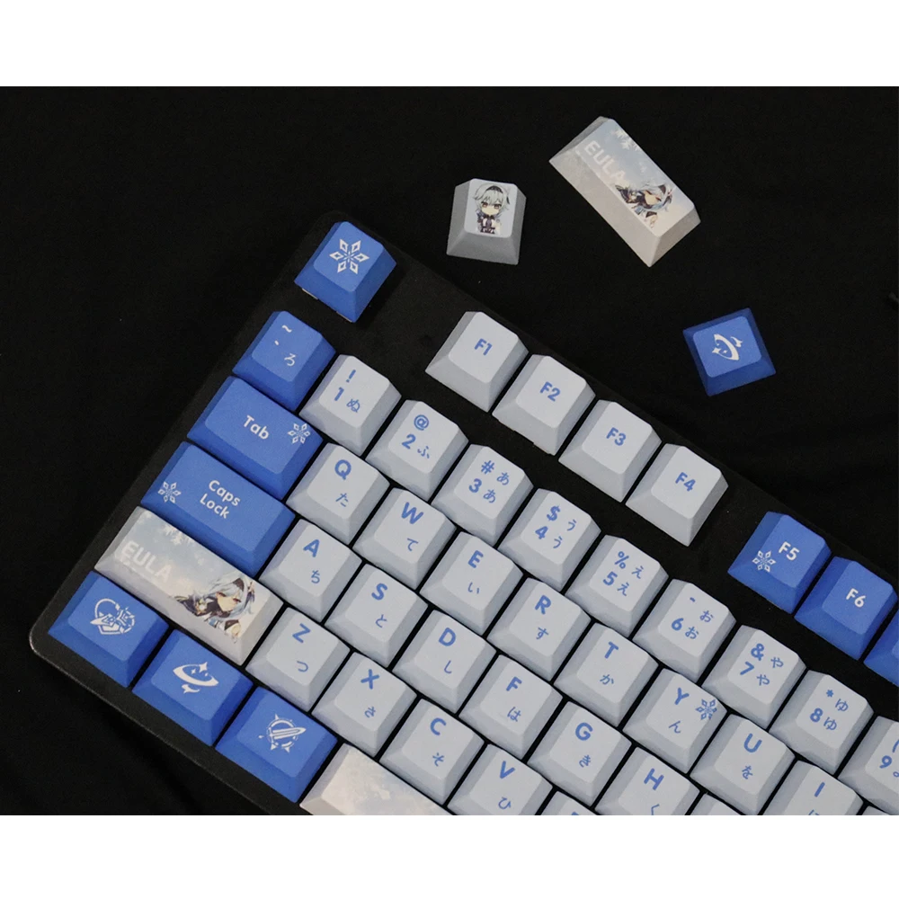 Genshin impacto eula keycap acessórios de teclado legal homem fãs presentes cosplay pbt chaves teclado mecânico boné anime keycaps