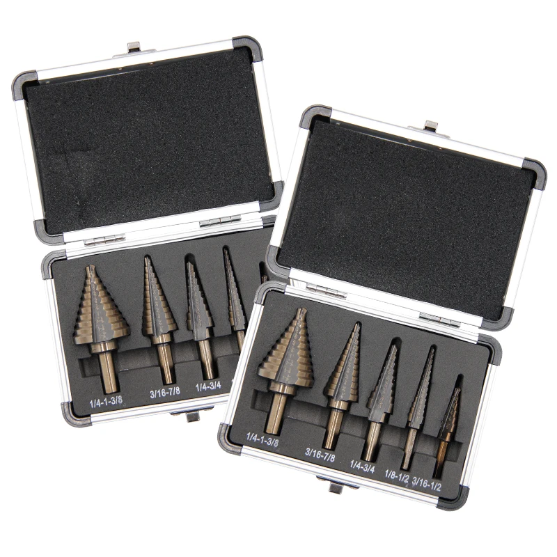 British style roasted yellow step drill triangular straight groove blacken pagoda drill aluminum box Power tool drill accessory