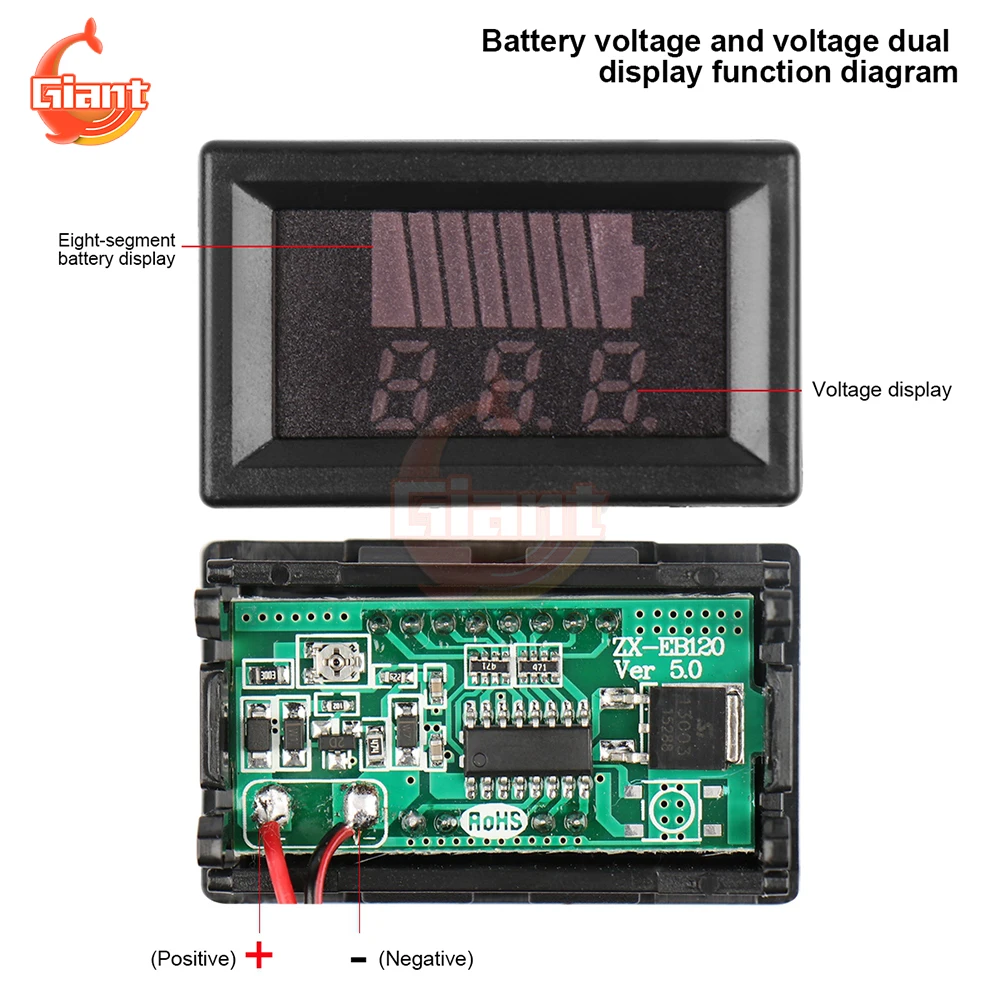 12/24/36/48/60V LED Digital Voltmeter Tester Battery Capacity Indicator Electricity Meter Mini Voltage Meter Battery Tester Tool