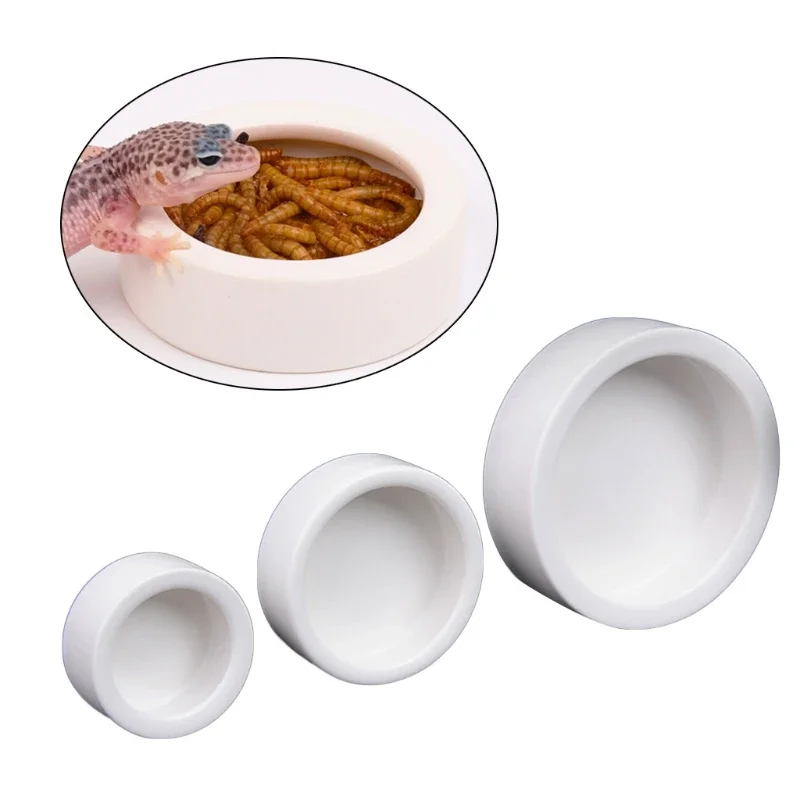 

Reptile Food Bowl Anti-Escape Ceramic Feeder Dish Reptile Water Bowl for Hermit Crab Leopard Chameleon Corn Snake