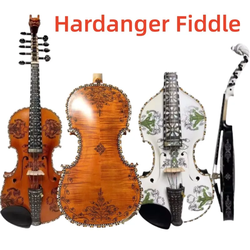Professional Hand Carved Norwegian fiddle,4/4 Violin,4*5 string good Hardanger Fiddle, Great Sound