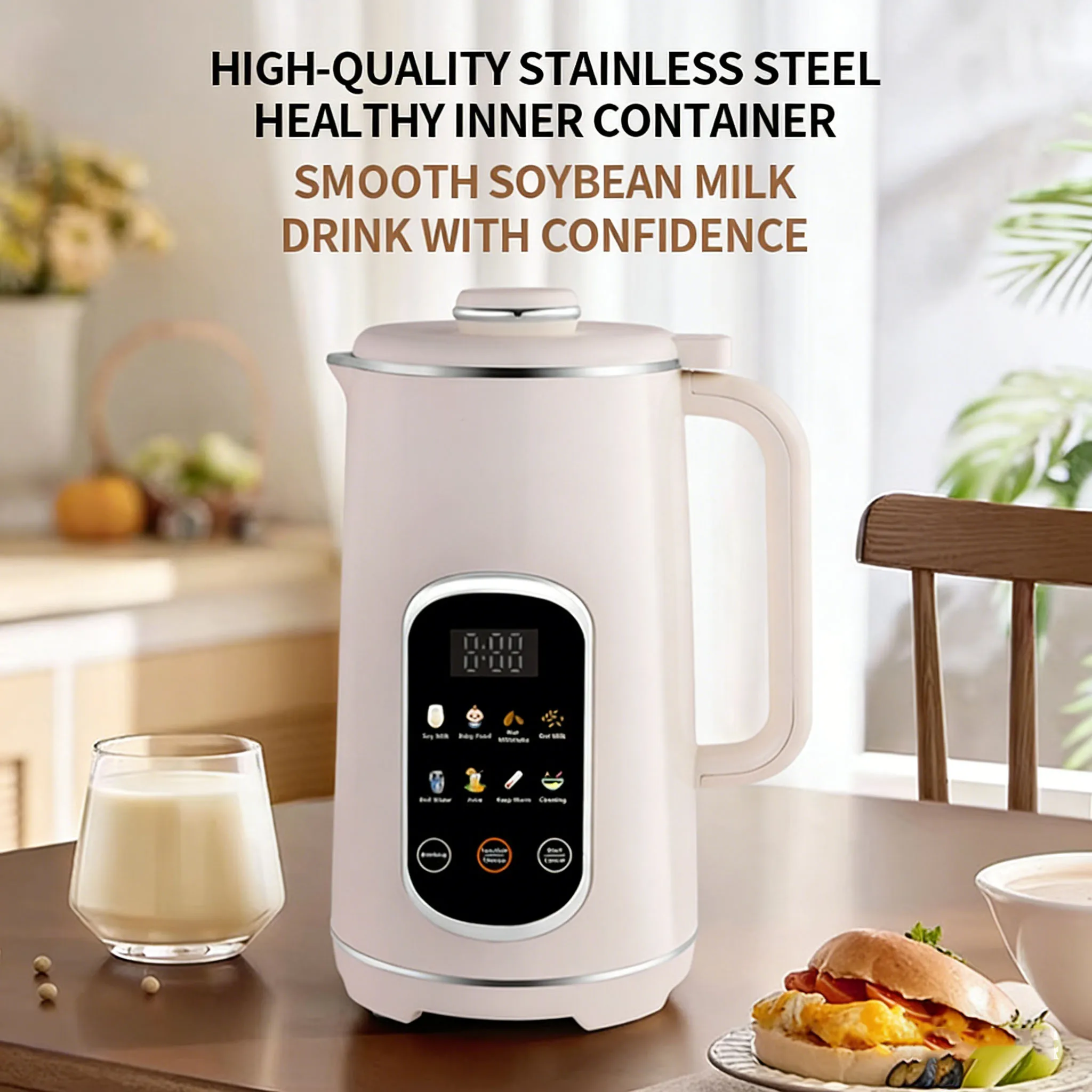 Nut Milk Maker Automatic Nut Milk Maker Soy Milk Maker for Almond Oat Fruit Blender Automatic Heated Programs Machine