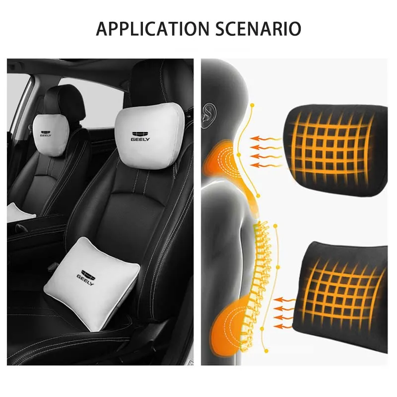 Car Neck Pillow Seat Headrest Lumbar Support Pillow Spine For GEELY Monjaro Tugella Starray Coolray Azkarra Emgrand Geometry C