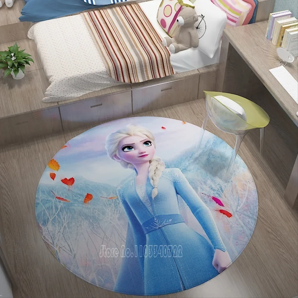   Frozen Princess Elsa Anna Girl Rug Round Carpet 120cm Crawling Game Antypoślizgowa mata podłogowa dla dzieci Sypialnia Pokój dzienny Wystrój