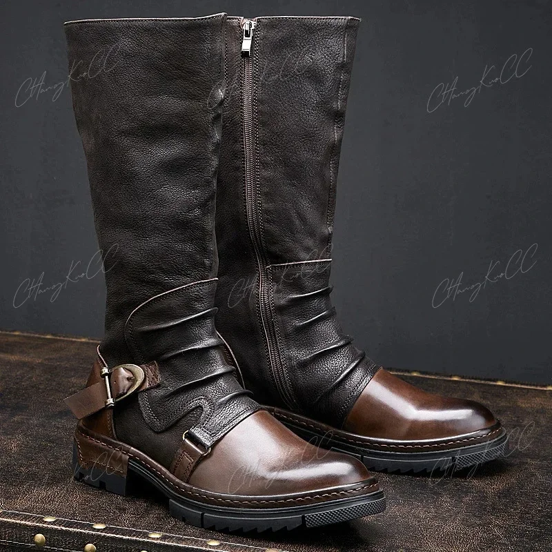 Men's Retro PU Leather Shoe Middle Ages Ankle Boots Renaissance Medieval Boot Cosplay Stage Show Prince Hunter Shoes