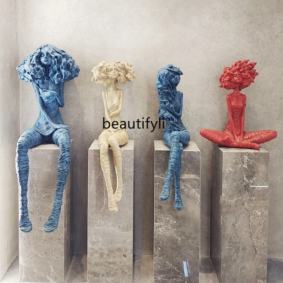 

Abstract Sculpture Mall Exhibition Hall Portrait Art Decorations Hallway Sitting Figure Ornaments