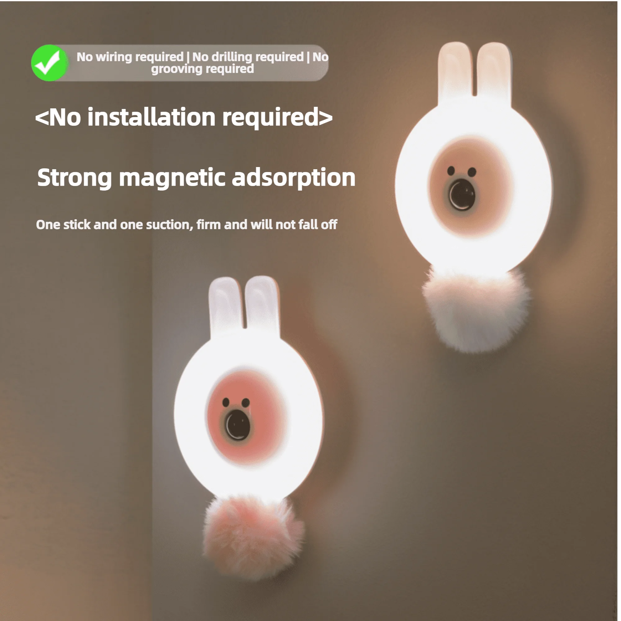 

LED Cartoon Rabbit Bear Body Sensor Light Home Bedside Baby Eye Feeding Bedroom Wardrobe Wardrobe Aisle Staircase Wall Light