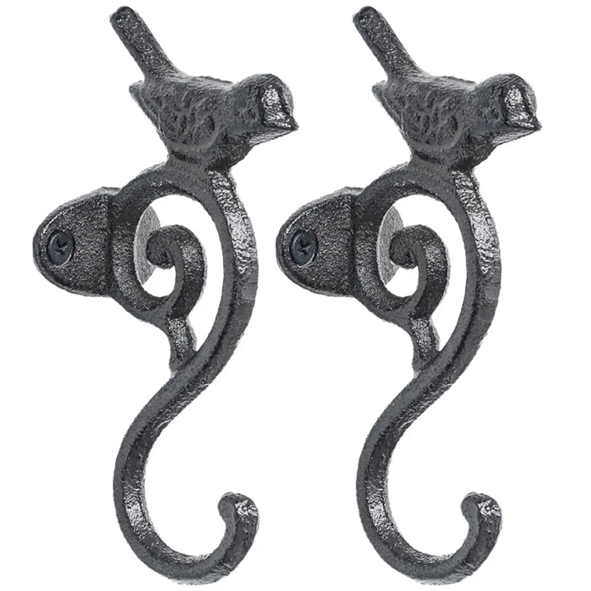 A1407K Vintage Cast Iron Bird S-Hook - Rustic Wall Hook for Coats, Bags & Keys, Ideal for Garden Patio Decor SUMMER