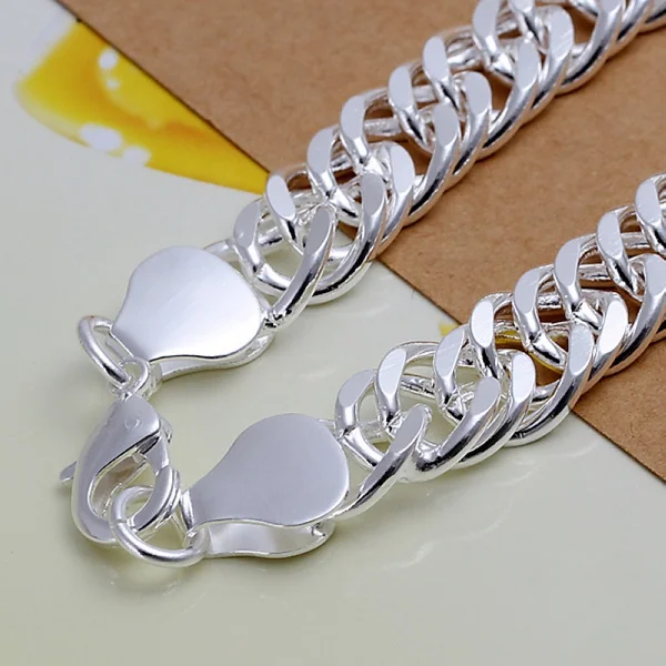 Noble 925 Sterling silver Bracelets 10MM chain fashion for Men Women Silver Jewelry High quality wedding factory price