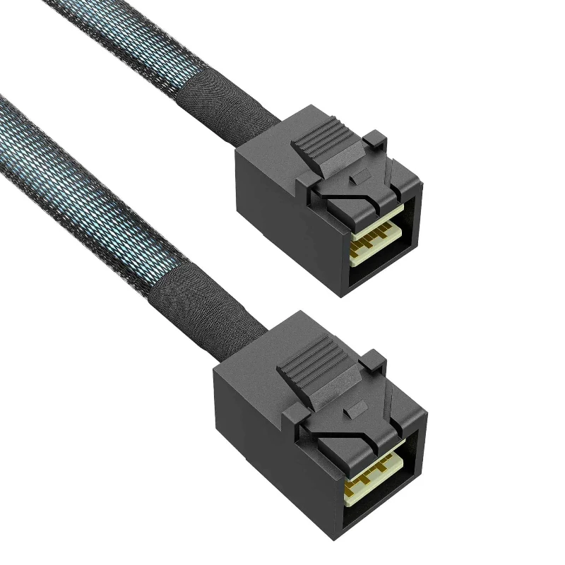 70CM SFF‑8643 to SFF‑8643 Mini-SAS HD Cable 12Gbps NVMe PCIe Data Cable Shielded Braided Wire For Server RAID Card U.2 Backplane