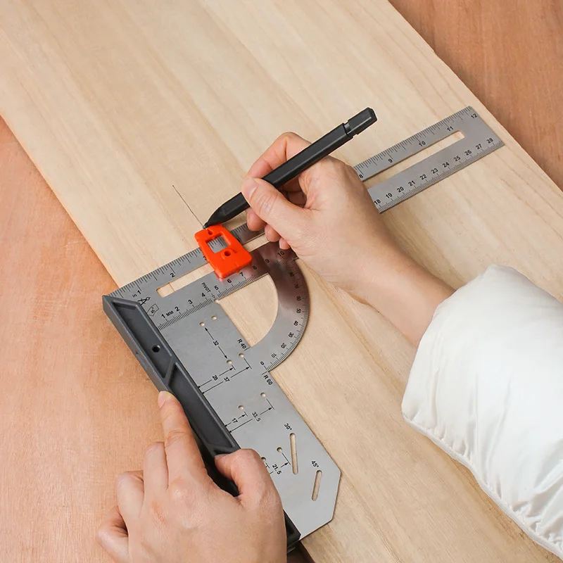 Multifunctional Triangle Drawing Ruler, Angle Measuring with Ruler, Woodworking and Decoration Tool, DIY, 7 in, 12 in