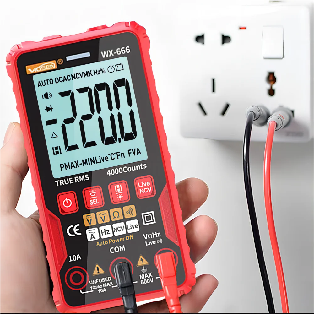 QHTITEC WX666 Digitális Mali multimeter teszter automat multimetro Igaz rms tranistor Időmértékes verselés vel NCV Statisztikai adatok Elfér 4000counts Zseblámpa