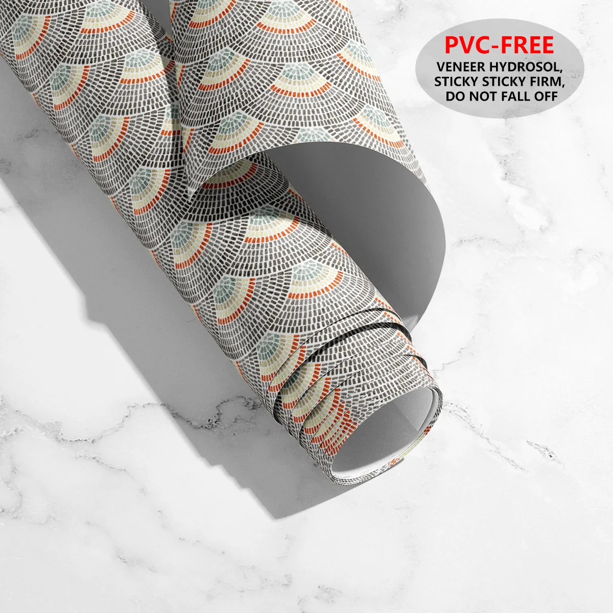 Peel and Stick Boho Contact Paper  Geometric Fans Removable Self-Adhesive Trellis Wall Paper for Bedroom Cabinets