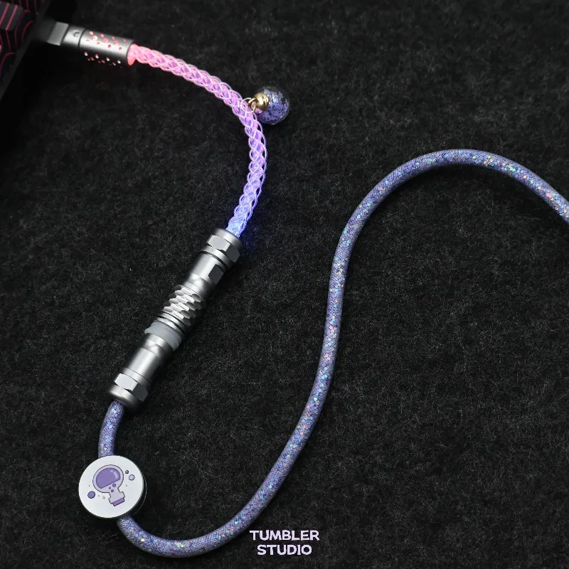 Tumbler Studio Spring Aviation Plug Keyboard Cable Customization RGB Light Emitting Cable Double Layer PVC GKD-B Esports Chip